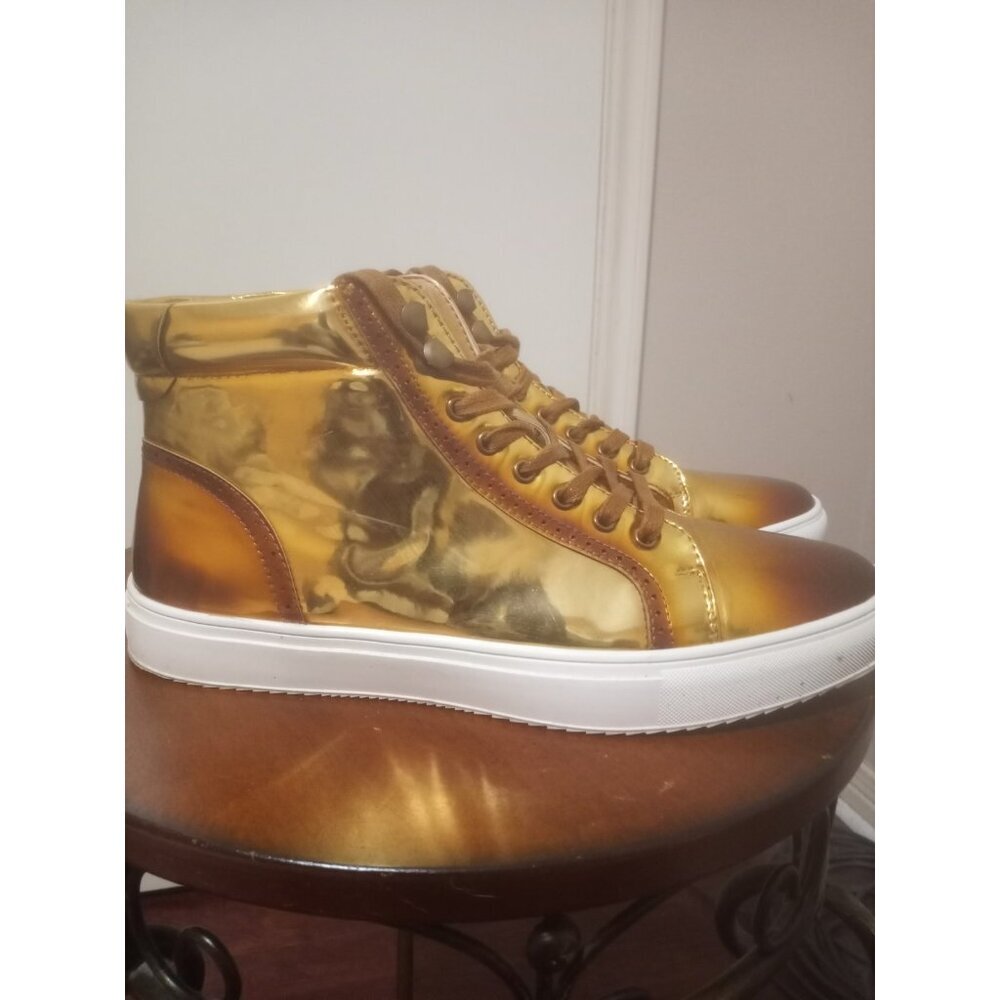 Luxe Gold High-Top Sneakers